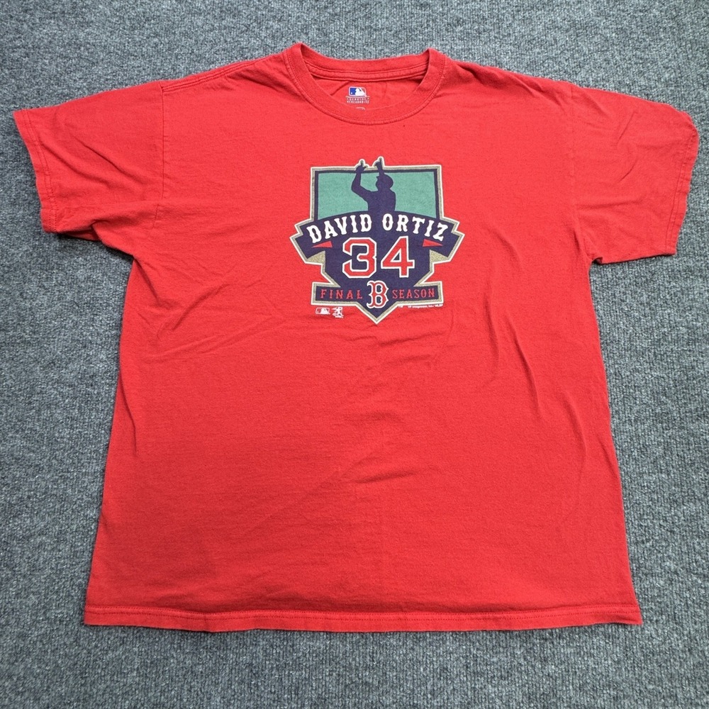 David Ortiz 34‎ Boston Red Sox MLB T Shirt Mens Large Red Final Season Big Papi